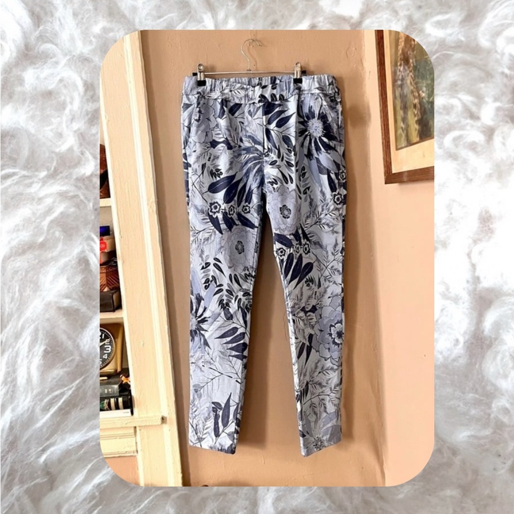 🏷️🎉🆕 sky blue floral print crinkle elasticize waistband pullon pants